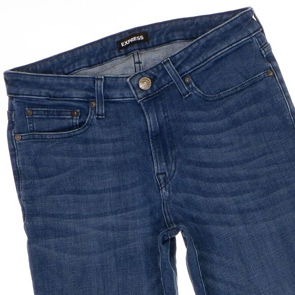 Express Mens Jeans 31x32 Measures 32x29.5 Straight Blue Denim Stretch - Picture 6 of 11